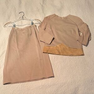 Beige Two-Piece Skirt and Top Set
